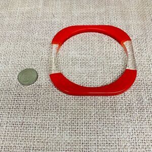 Square‎ Red Clear Acrylic Bangle Bracelet